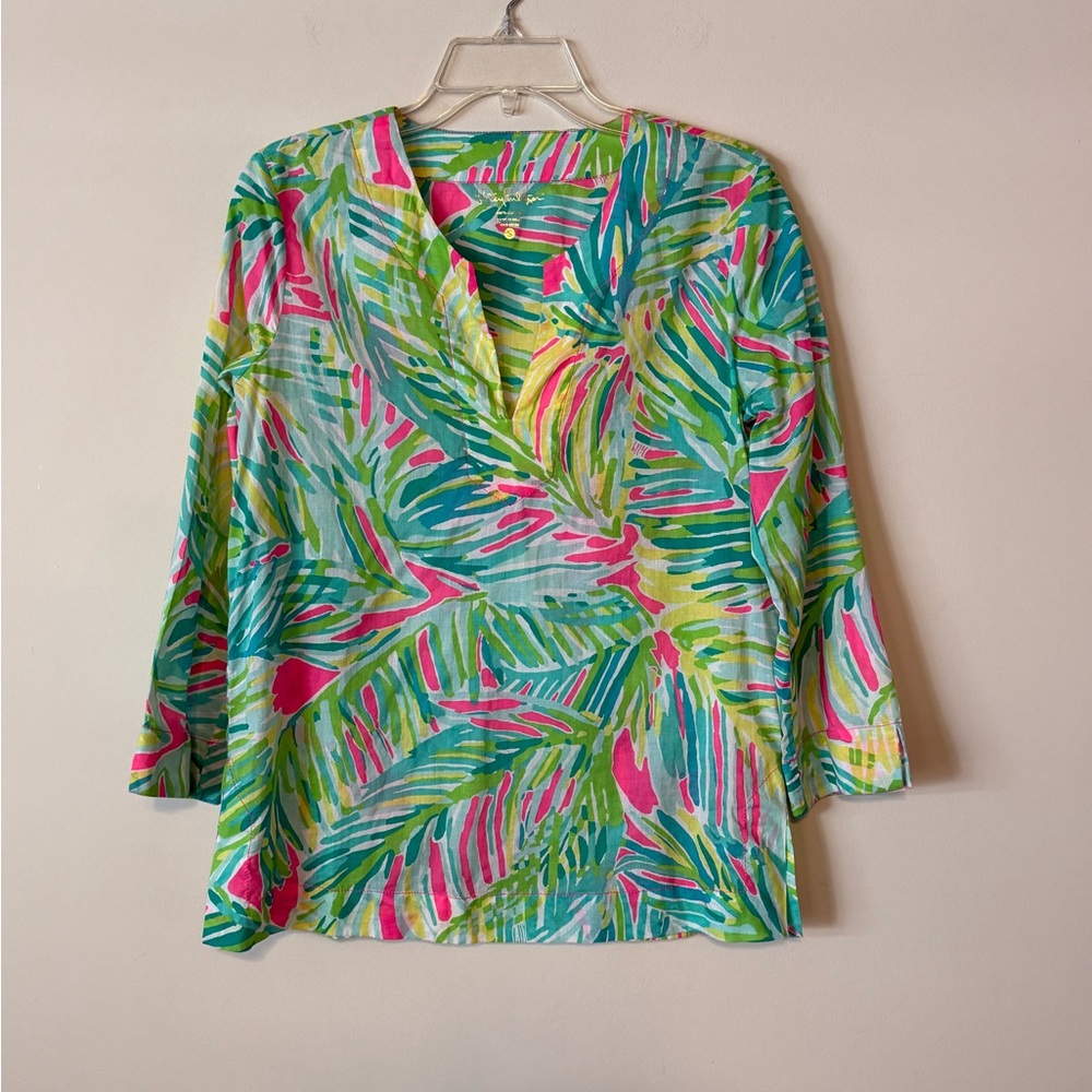 Lilly Pulitzer Top Womens S Amelia Island Tropical Storm Tunic Resort Wear